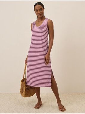 Pact Pink and Dark Pink Striped Tank Top Dress- 100% Organic Cotton